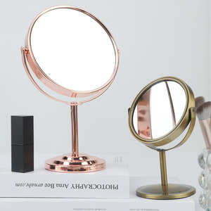 Specchio cosmetico da tavolo a doppia faccia per specchio da scrivania per il bagno delle ragazze in metallo specchio per il trucco - Product Image 2