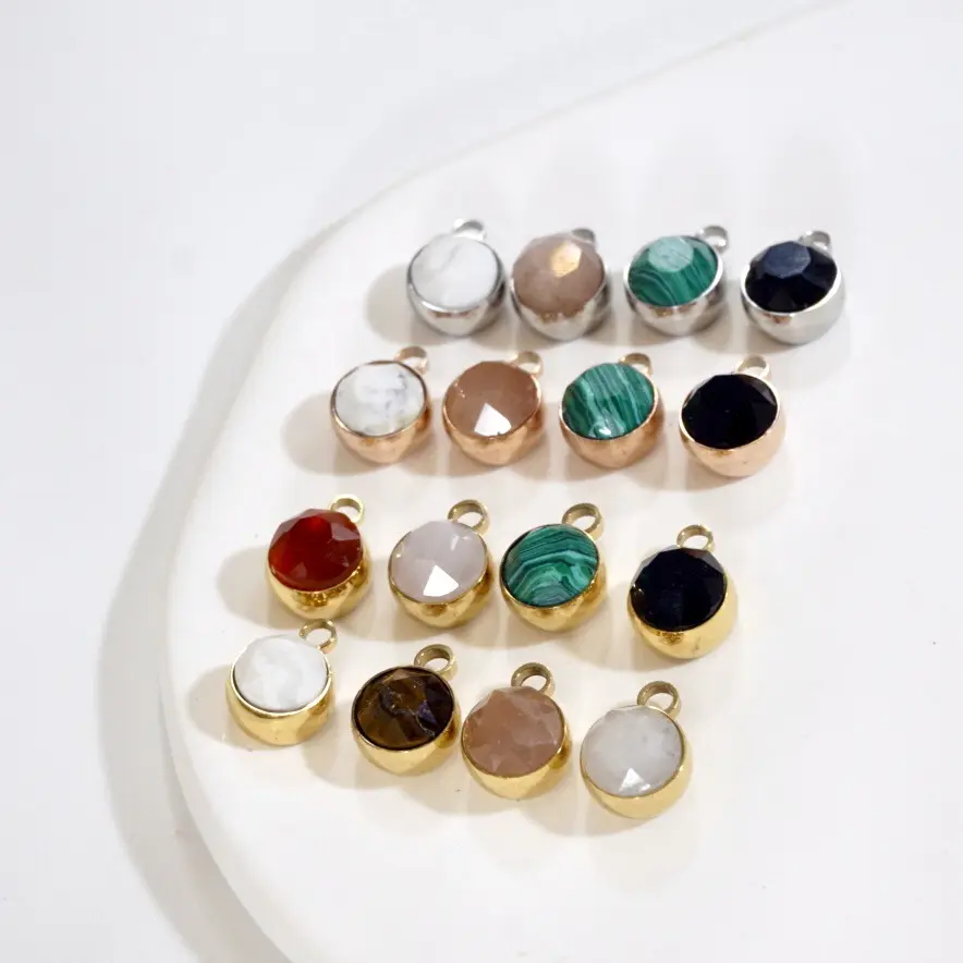 2023 Wholesale DIY Onyx Malachite Natural Stone Pendants As Jewelry Charms