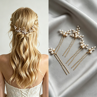 Nouvelles Épingles à Cheveux de Mariée en Perles Dorées, Faites à la Main, Lot de 5, Fourchettes à Cheveux en Perles, Épingles en Forme de U, Imitation Perle, Accessoires de Mariage