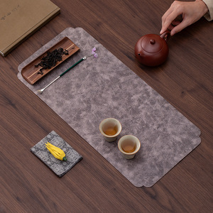 Tapis à thé en microfibre, chemin de table rectangulaire imperméable pour cérémonie du thé, usage domestique, couleurs gris, rouge, bleu, marron, blanc cassé - Product Image 3