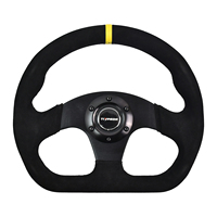 Volant de course universel 320 mm D plat noir en suède pour voiture de course, pièces intérieures automobiles