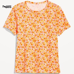 T-shirts en polyester à col rond et manches courtes, coupe ample, imprimés 3D, vente en gros à prix réduit, impression personnalisée en vrac pour femmes - Product Image 1
