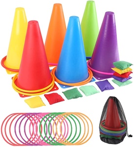 32 Piece Plastic Cone Ring Toss <strong>Game</strong> <strong>Set</strong> 3 In 1 Carnival Combination <strong>Set</strong> With Bean Bags - Product Image 1