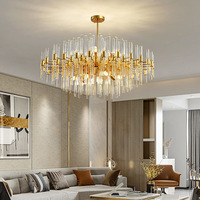 Lustre moderne rectangulaire en cristal K9 doré pour salon, salle à manger, hôtel, villa, maison