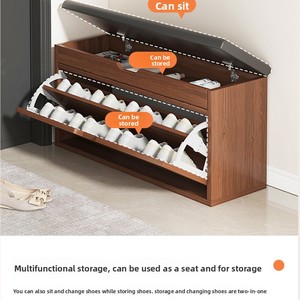 <span class=keywords><strong>Meuble</strong></span> à chaussures multifonctionnel en acier, style minimaliste moderne, avec tabouret intégré pour changer de chaussures, pour entrée étroite, mobilier de maison - Product Image 4