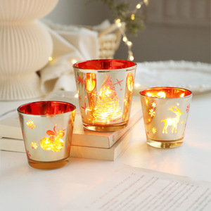 Cross-Border Nordic Style Glass Candle Holder Aromatherapy Wax <b>Cup</b> Christmas Ornament Polka Dots Design Creative - Product Image 4