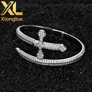 Hip-hop Glitter Chilled Men's Crystal Zirconium Brass Gold Zulfiqar Sword <b>Bracelet</b> - Product Image 3