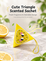 Sachet parfumé triangulaire mignon 7x7cm, désodorisant de voiture aux huiles essentielles, parfum longue durée pour armoire et placard, directement de l'usine