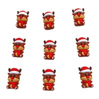 Perles en silicone 3D en forme de renne de Noël, style dessin animé, en gros, en stock pour stylo