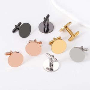 स्टेनलेस स्टील मिरर पॉलिश परिपत्र लेजर उत्कीर्ण रिक्त सामग्री कफलिंक्स और स्टड पुरुषों के न्यूनतम शर्ट बटन - Product Image 1