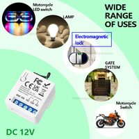 Interruptor de Control Remoto Inalámbrico Automático con Código de Aprendizaje de 433mhz, DC 12V 1CH 10A, Relé RF, LED, Cerradura Electromagnética para Puerta de Garaje