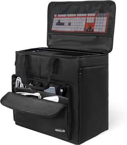 Étui de transport pour ordinateur de bureau double couche en PC, sac de rangement de voyage pour ordinateur de bureau avec plusieurs poches de rangement pour PC - Product Image 2