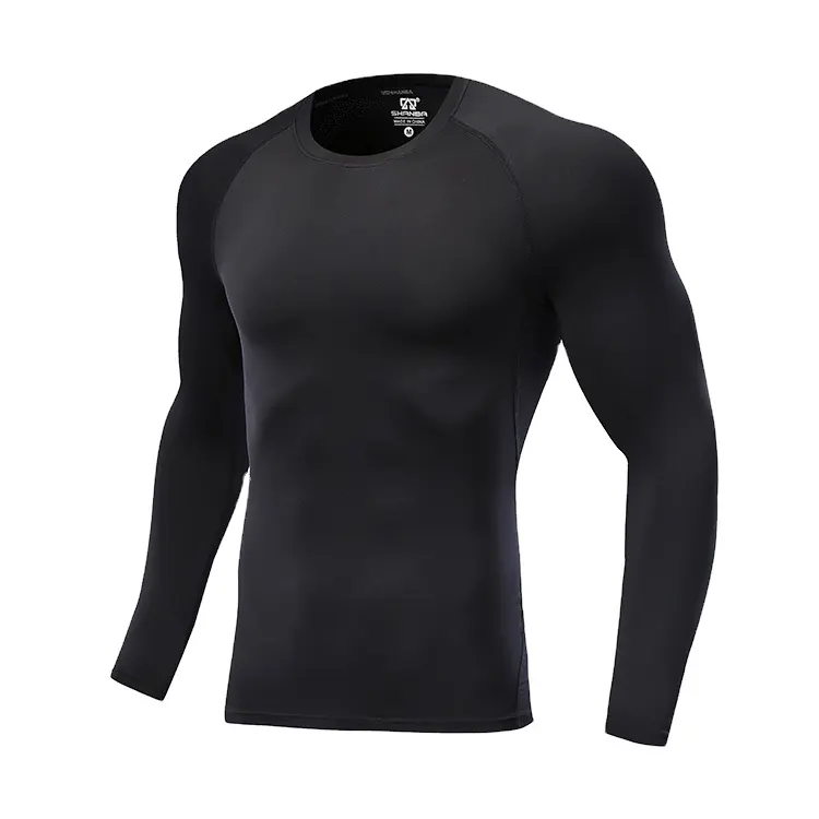 High Quality Mens tight Sports casual Long Sleeve compression tight top fitness t-shirt men