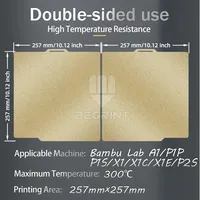 Placa de Impresión de Doble Cara para Bambu Lab X1/X1C/X1E/X2D/P2S/P1P/P1S/A1, Base Térmica de 257*257mm, Accesorios de Impresión 3D