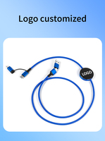 Nouveaux produits tendances 2026 : Câble de charge rapide USB-C vers USB-C 4-en-1 avec logo LED lumineux, tressé en nylon, le plus vendu
