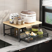 Organisateur de rangement multifonctionnel moderne en fer pour épices de cuisine, support de micro-ondes, étagère de comptoir pour la maison