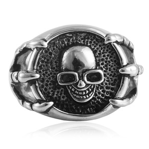Men's <b>Titanium</b> Steel Skull <b>Ring</b> With Claw Design Retro Punk Style Jewelry Gift For Men - Product Image 1