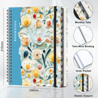 Vente en gros directe usine : Agenda spirale vintage floral 2027 avec onglets mensuels et fermeture élastique 3471