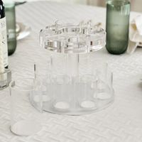 Ensemble de fontaine de vin moderne acrylique rond clair base noire personnalisée Judaica Shabbat kiddush Lucite fontaine tasse kiddush