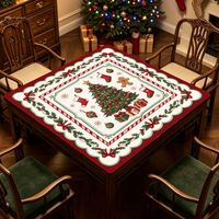 Tapis de Mahjong de Noël personnalisé double face en néoprène, motif Lotus Blanc, tapis de Mahjong en cuir pour Halloween, tapis de Mahjong rouge de Noël