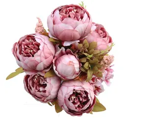 Fleurs <span class=keywords><strong>de</strong></span> sources Offre Spéciale <span class=keywords><strong>Bouquet</strong></span> <span class=keywords><strong>de</strong></span> fleurs artificielles <span class=keywords><strong>de</strong></span> <span class=keywords><strong>pivoine</strong></span> <span class=keywords><strong>de</strong></span> soie pour les décorations <span class=keywords><strong>de</strong></span> douche nuptiale Fleurs artificielles - Product Image 1