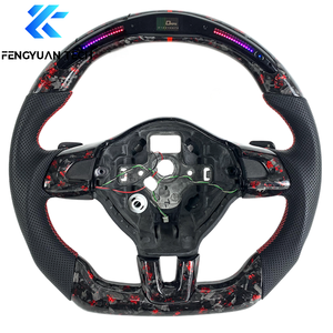 Volante Deportivo Personalizado con Calefacción, LED, Cuero y Alcántara, Fibra de Carbono Forjada para VW <span class=keywords><strong>Golf</strong></span> 7R/GTI/MK7/Golf7.5/<span class=keywords><strong>Sportsvan</strong></span>/Lamando/<span class=keywords><strong>R</strong></span>-<span class=keywords><strong>Line</strong></span> - Product Image 2