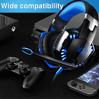 Auriculares para Juegos G2000 con Sonido Envolvente, Micrófono y Luces LED, Almohadillas de Espuma Viscoelástica para Controles de PS5, PS4 y Xbox One