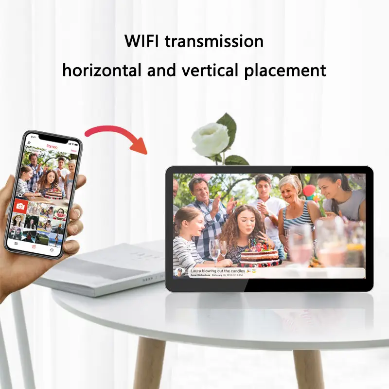 Moldura digital com WIFI para fotos, tela sensível ao toque LCD, imagem digital sem fio Bluetooth, compartilhar em qualquer lugar