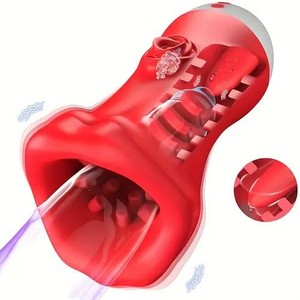 Red Lips Love Airplane Cup, Entrenador Masculino de Boca Grande, Vibración con Simulación de Lengua, Recargable por USB, Resistente al Agua, Entrenador de Pene - Product Image 5