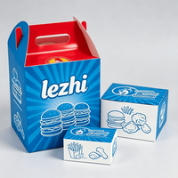 Caja para llevar pollo frito, de cartón blanco de calidad alimentaria, con logo personalizado, para comida rápida, con asa.