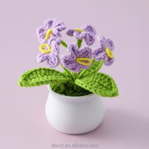 Plantes en pot personnalisées en crochet tricoté, fleurs de myosotis, décorations murales pour fêtes, mariages, Halloween, Noël, remise de diplômes - Product Image 3