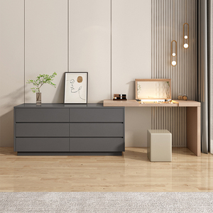 Commode de chambre à coucher Armoire à clapet une table bureau d'angle rétractable maquillage Vanités Coiffeuse avec lumières Miroir pliant - Product Image 6