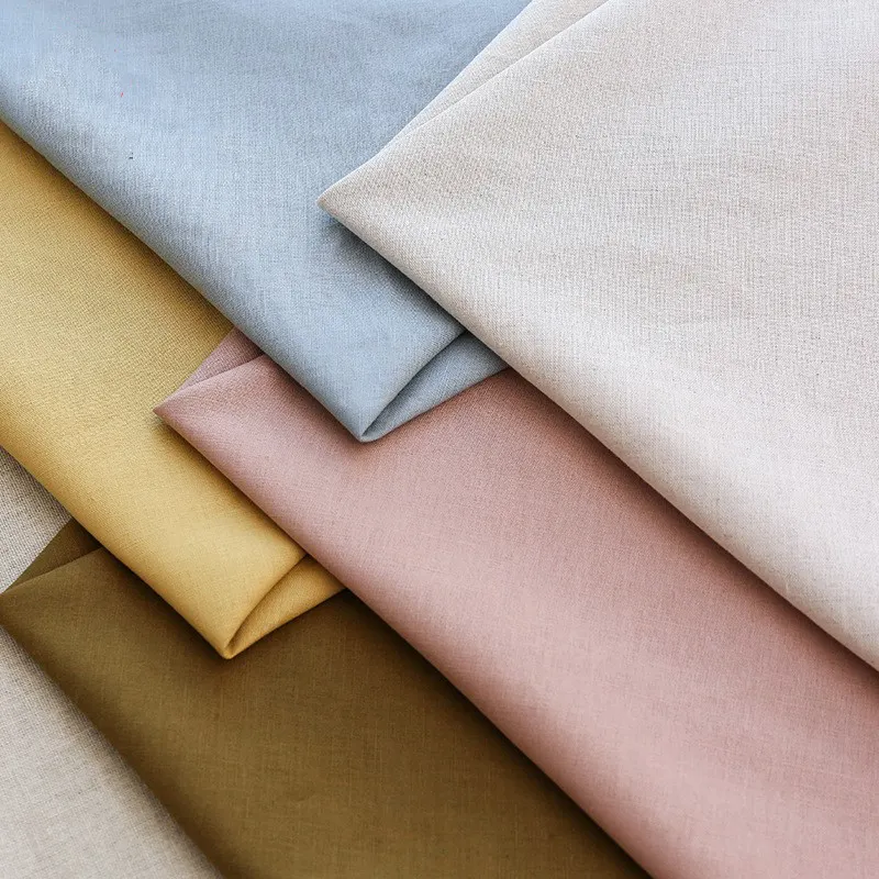 Kain katun Linen tenun polos untuk Kaus dan gaun putih tekstil rumah dan stok tempat tidur siap untuk anak laki-laki