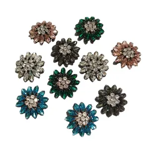 Boutons en cristal strass pour manteaux en laine, grande déclaration florale décorative, 50 pièces