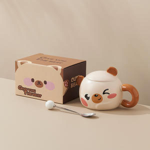 <span class=keywords><strong>Tasse</strong></span> en céramique de <span class=keywords><strong>tasse</strong></span> d'<span class=keywords><strong>animal</strong></span> de dessin animé mignon avec le cadeau de couvercle pour le souvenir de cadeau d'anniversaire d'amis - Product Image 6