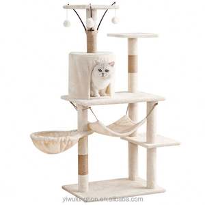 Árbol rascador grande de lujo de madera multicapa para gatos con poste de sisal, plataformas, hamaca y torre de muebles - Product Image 1