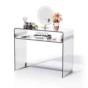 Custom Clear Acrylic Desk Laptop Workstation Study Rectangle Table Home Office Console Table