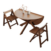 Table à manger pliante pour petits espaces, table de cuisine extensible en bois massif pour 1 à 6 personnes, table multifonctionnelle gain de place