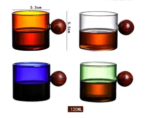 Taza de té de vidrio transparente de borosilicato, 4 Oz, para té, zumo, café, leche, vasos pequeños, taza de café de vidrio con mango en forma de bola