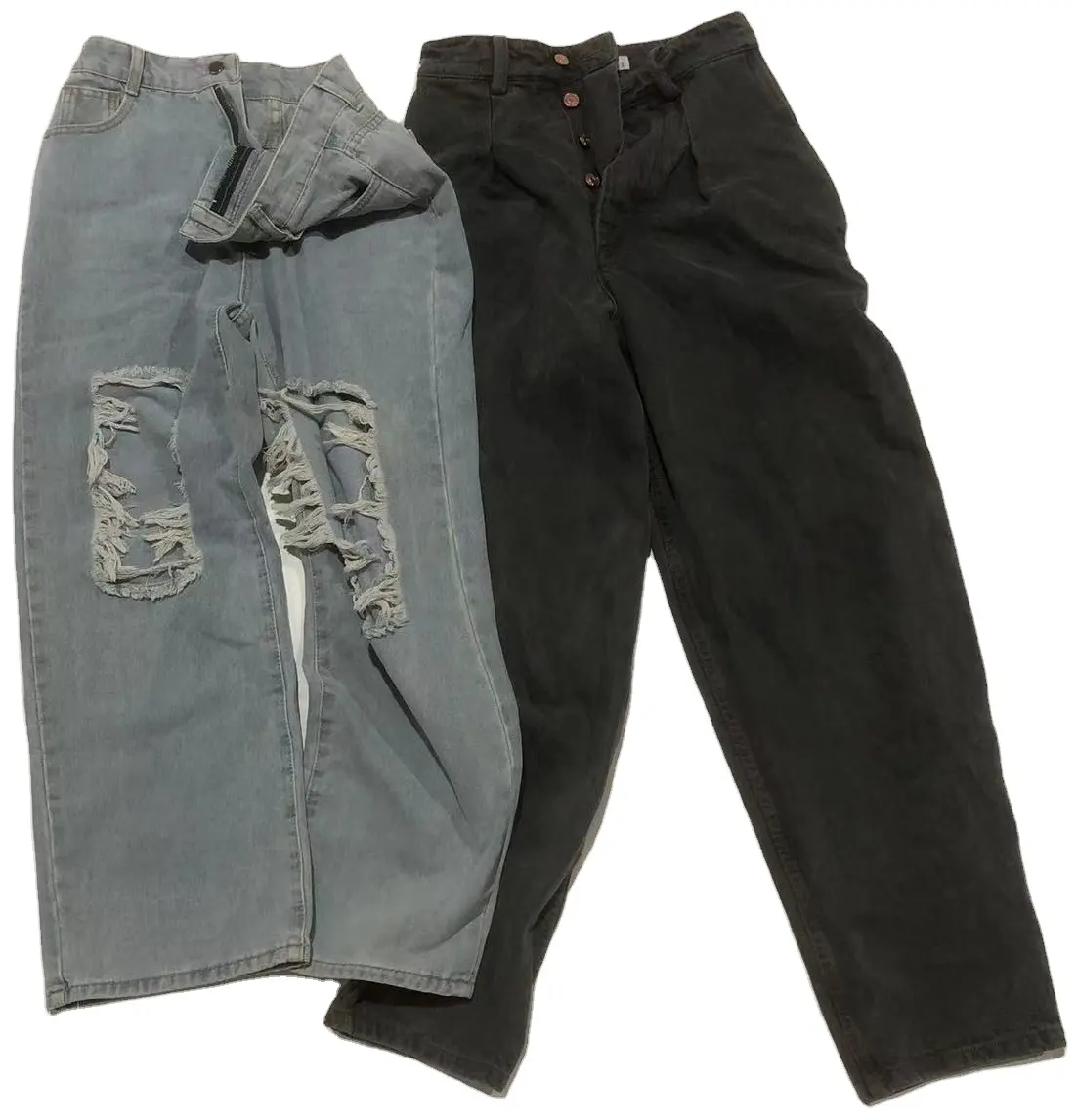 بالات جينز نسائي مستعمل قوس قزح بالات تستخدم في الأرجل ثري للسيدات جينز واسع فضفاض متوفر بالمخزون