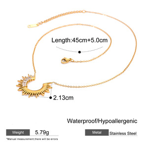 ERESI Gioielli di Tendenza <span class=keywords><strong>Collana</strong></span> Girasole con Zirconi <span class=keywords><strong>Collana</strong></span> Croce con Zirconi in Acciaio Inossidabile <span class=keywords><strong>Oro</strong></span> 18k <span class=keywords><strong>Collana</strong></span> con Ciondolo <span class=keywords><strong>Sole</strong></span> Traforato - Product Image 3