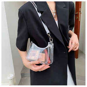 Factory Price Clear Purse PVC Waterproof Bag Zipper lightweight Women Handbags Transparent colored Purse Bag