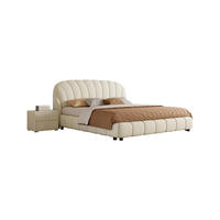 Meubles de chambre à coucher de villa haut de gamme de luxe moderne, revêtement en velours, cadre en bois de pin, lit convertible extensible et réglable