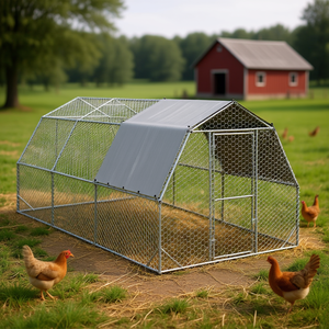 Enclos pour volailles en acier galvanisé argenté 8x4x5 pieds, durable, pour l'élevage de volailles dans la cour - Product Image 2