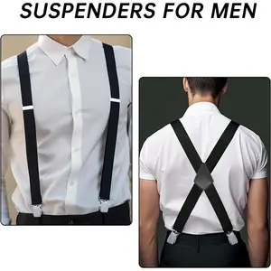 Wholesale Custom Muti-color Boy Girl X Shape Back Suspenders Elastic 4 Clips Suspenders For Men And Women