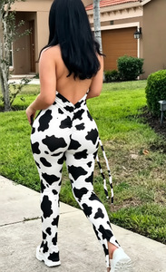 <span class=keywords><strong>Combinaison</strong></span> moulante sexy pour <span class=keywords><strong>femme</strong></span> C1631, imprimé animal, dos nu, tendance été - Product Image 4
