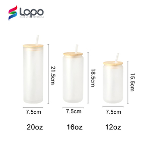 Bulk Blank 12 16 20Oz Double Wall Frosted Beer Mason Jar Drinking Glasses Cup Mug Tumbler Glass Sublimation With Lid And Straws