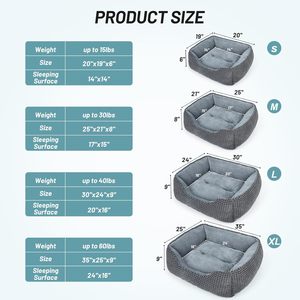 大中小狗狗床，长方形可洗睡眠矫形宠物沙发床 - Product Image 2