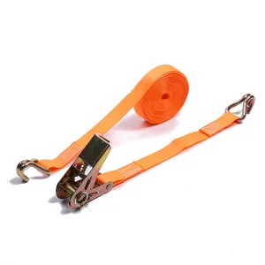 800kg Orange Ratchet Tie Down Strap 1 Inch Polyester Lashing Strap With Metal Handle Double J Hook For Cargo Control 25mm Size