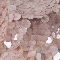 Tissu en dentelle de tulle brodé de grandes paillettes certifié GRS, 40 mm, violet multicolore, pour robe de mariée européenne
